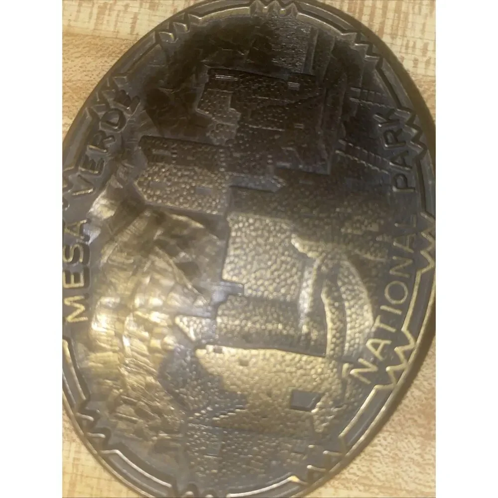Vintage Mesa Verde National Park Brass Belt Buckle Fits Up To 1.75” Width Belt